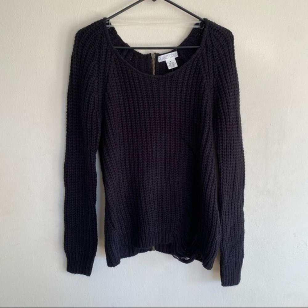 Planet Gold Destructed Pullover Black Beauty